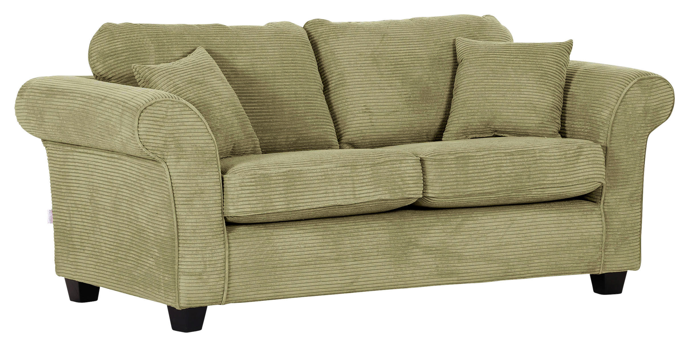 2-SITZER-SOFA in Cord Hellgrün  - Dunkelbraun/Hellgrün, Konventionell, Holz/Textil (190/70/90cm) - home24