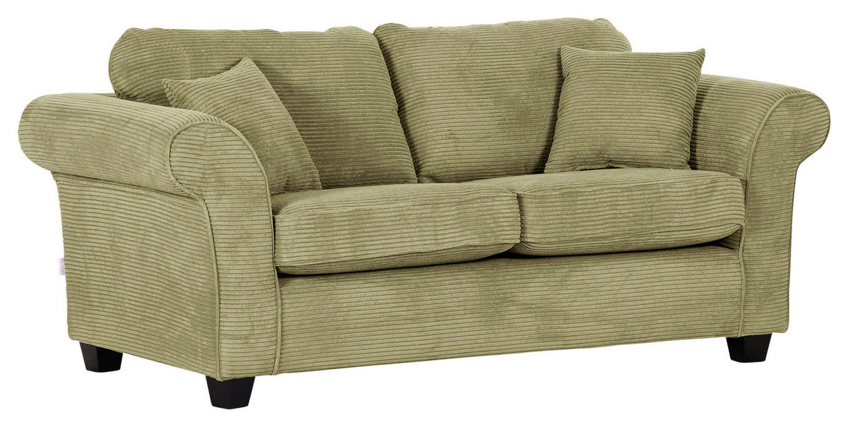 2-SITZER-SOFA in Cord Hellgrün  - Dunkelbraun/Hellgrün, Konventionell, Holz/Textil (190/70/90cm) - home24