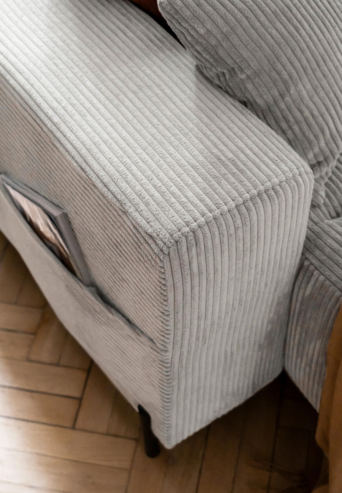 ECKSOFA in Cord Beige  - Beige/Schwarz, Textil/Metall (260/165cm) - MID.YOU