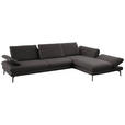ECKSOFA in Echtleder Grau  308/195 cm  - Schwarz/Grau, Design, Leder/Metall (308/195cm) - Dieter Knoll