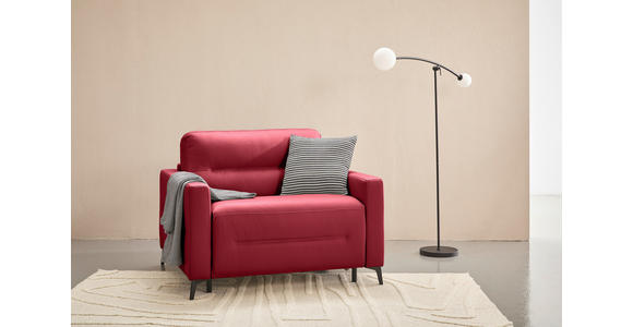 SCHLAFSESSEL  in Echtleder Rot  - Rot/Schwarz, Design, Leder/Metall (115/89/97cm) - Novel