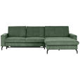 ECKSOFA in Cord Olivgrün  - Schwarz/Olivgrün, Design, Textil/Metall (302/180cm) - Venda