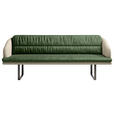 SITZBANK 255/89/68 cm Velours, Flachgewebe Grün, Beige Metall  - Beige/Schwarz, Design, Textil/Metall (255/89/68cm) - Dieter Knoll