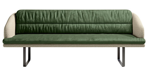 SITZBANK 255/89/68 cm Velours, Flachgewebe Grün, Beige Metall  - Beige/Schwarz, Design, Textil/Metall (255/89/68cm) - Dieter Knoll