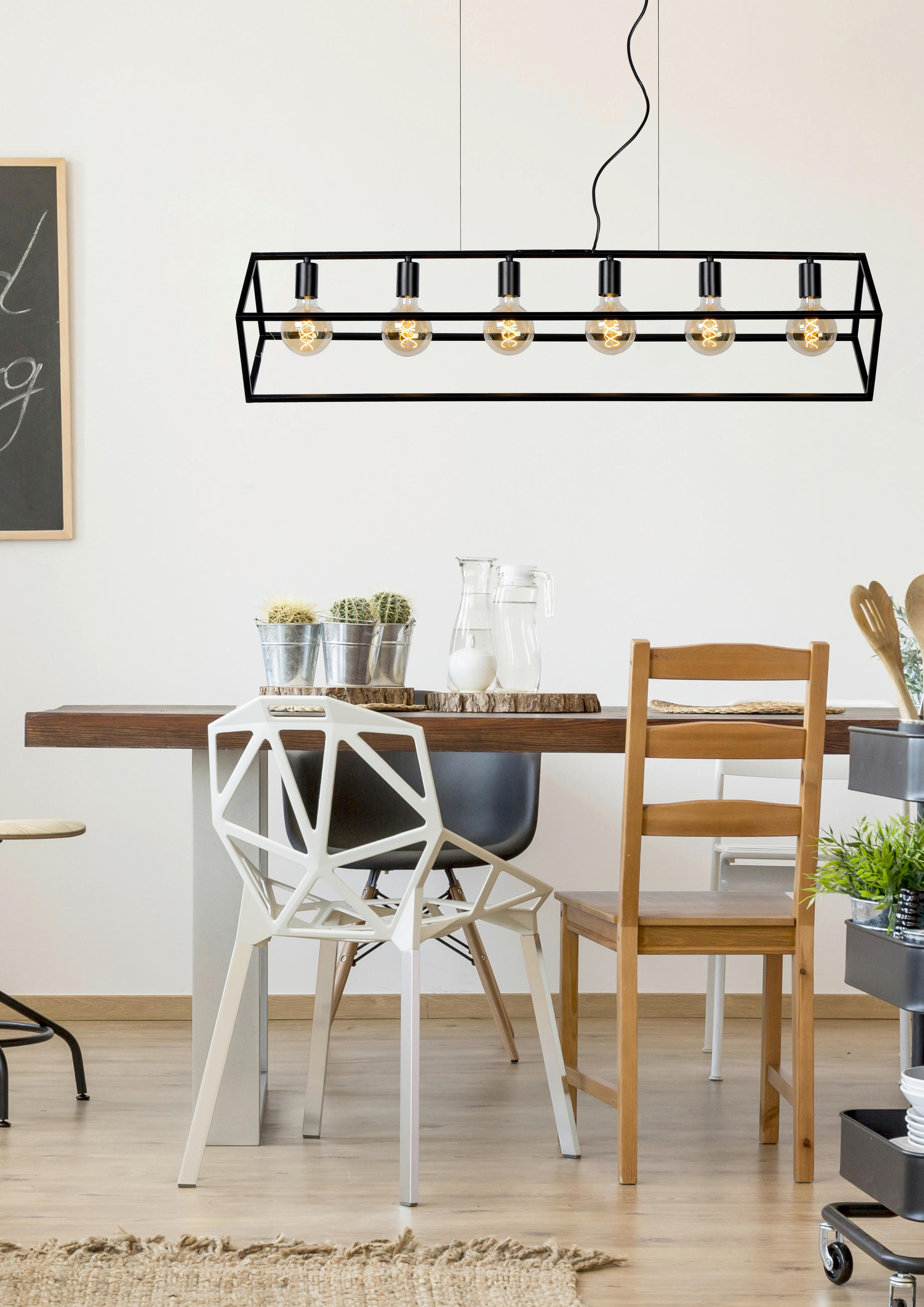 HÄNGELEUCHTE Fabian 120/25/161 cm   - Schwarz, Basics, Metall (120/25/161cm) - Lucide