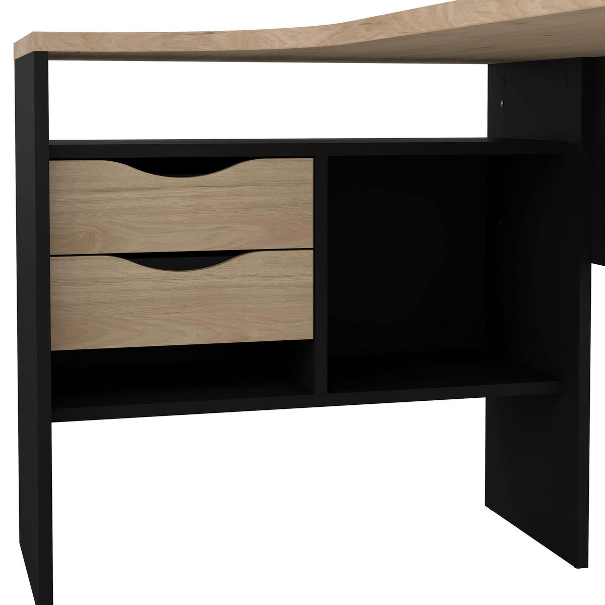 SCHREIBTISCH 145,1/81,1/76,8 cm  in Schwarz, Eichefarben  - Eichefarben/Schwarz, MODERN, Holzwerkstoff/Metall (145,1/81,1/76,8cm) - MID.YOU
