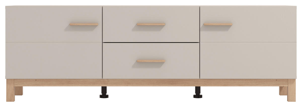 KOMODA POD TELEVIZI, kašmírová, dub artisan, 154/50,5/41,5 cm - kašmírová/dub artisan, Basics, kompozitní dřevo/plast (154/50,5/41,5cm) - Hom`in