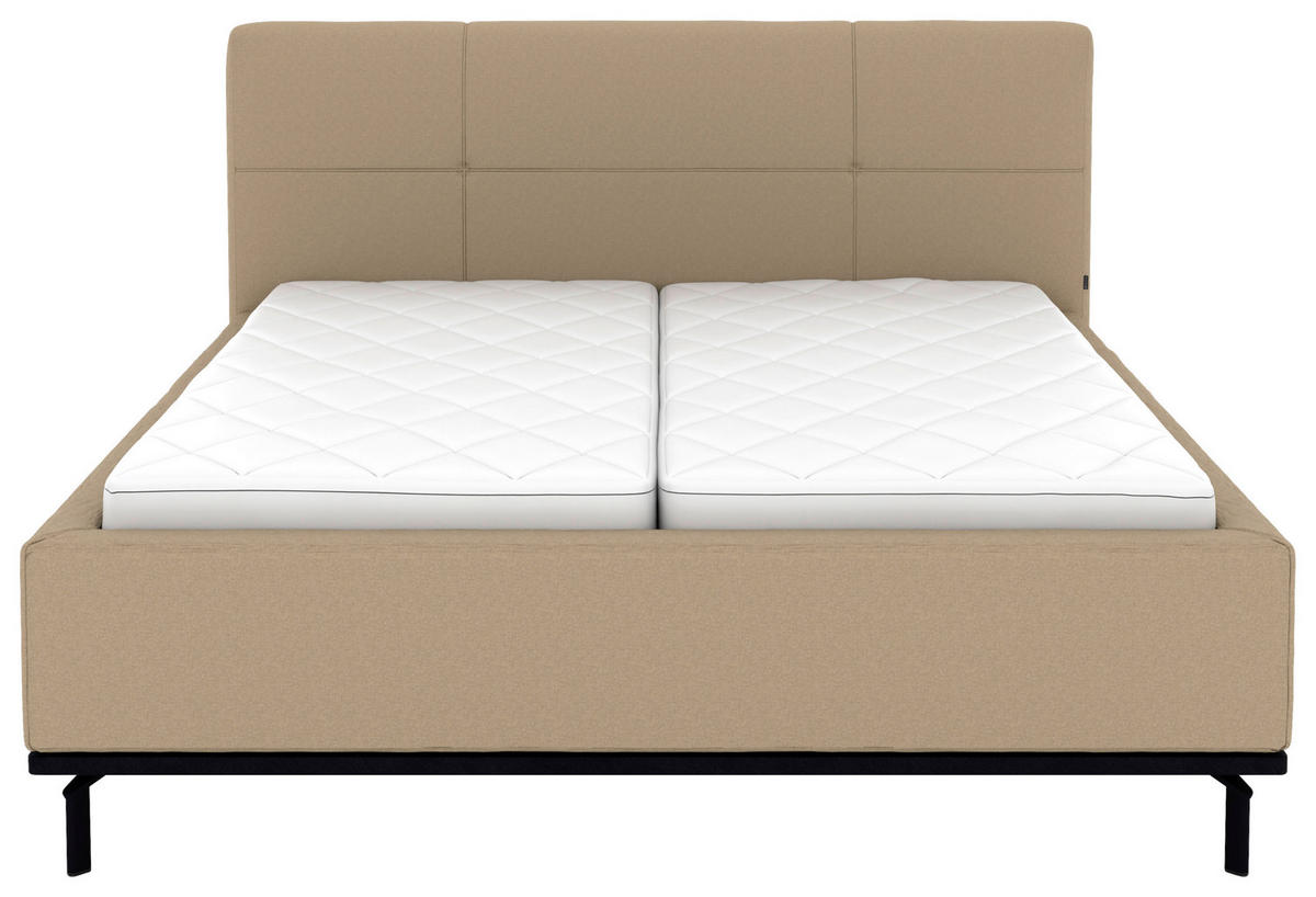 POLSTERBETT Matratze, Lattenrost, Bettkasten 180/200 cm  in Beige  - Beige/Graphitfarben, Design, Holz/Textil (180/200cm) - Musterring