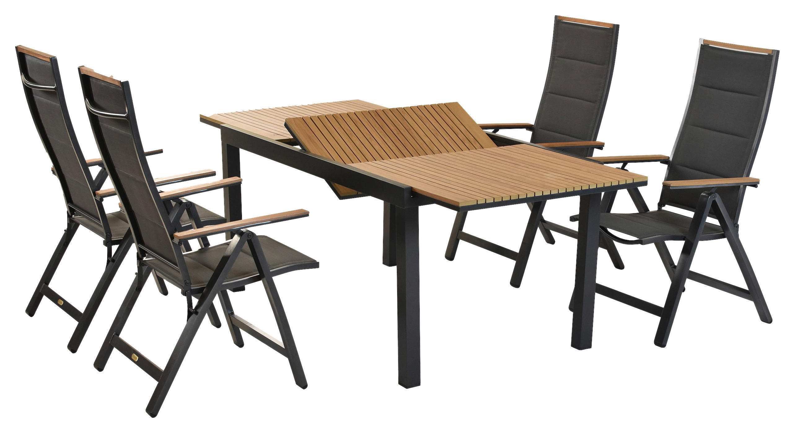 GARTENSET 5-teilig Aluminium 5-teilig  - Graphitfarben/Naturfarben, MODERN, Kunststoff/Textil - Gardenson