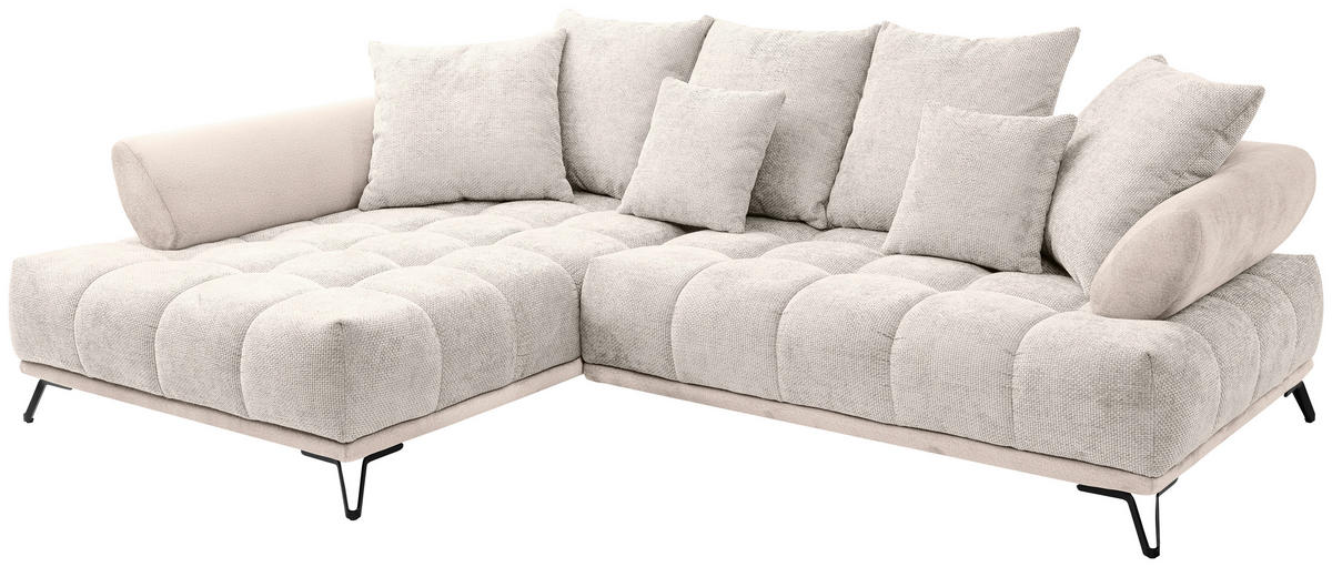 HÖRNSOFFA i chenille beige  - beige/svart, Modern, metall/textil (184/262cm) - MID.YOU