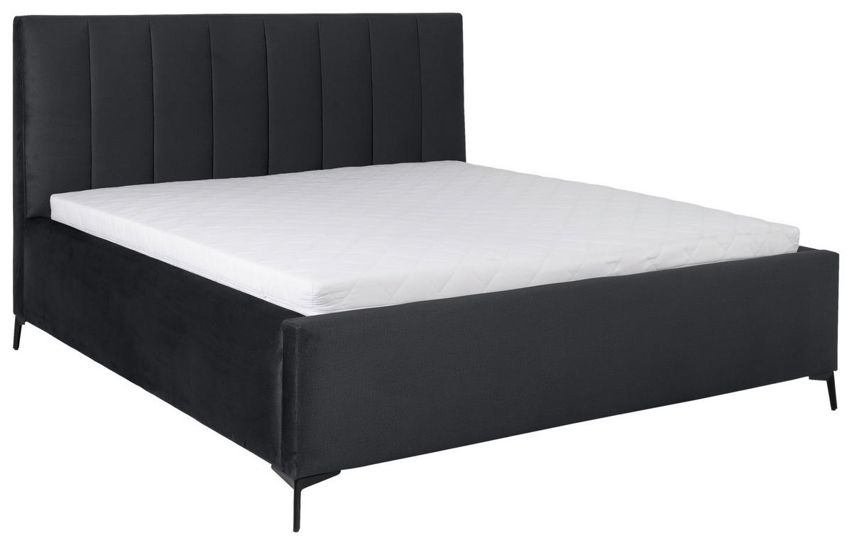 POLSTERBETT 140/200 cm, inkl. Lattenrost, Bettkasten,  in Schwarz  - Birkefarben/Schwarz, KONVENTIONELL, Holz/Textil (140/200cm) - Boxxx