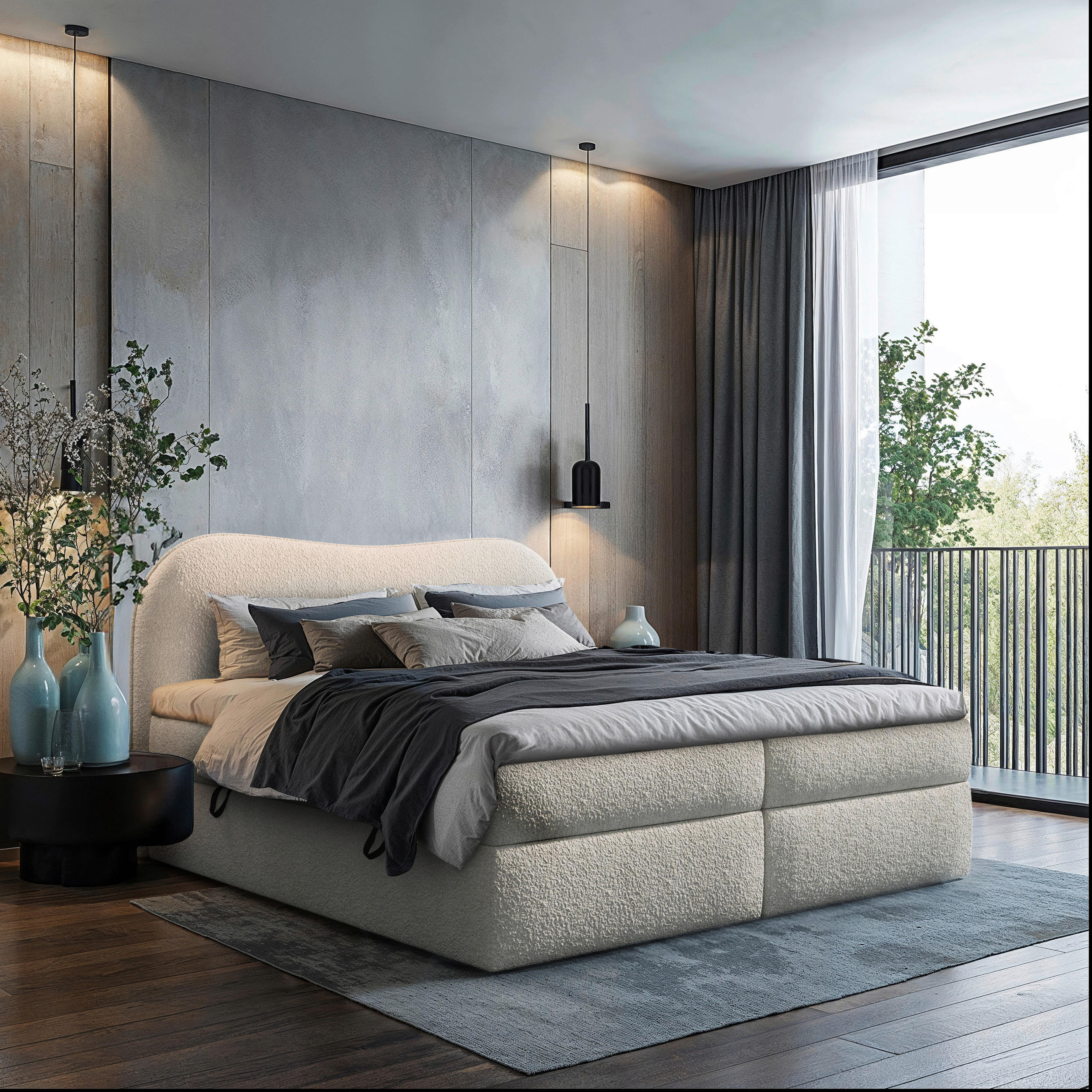 BOXBETT 180/200 cm  in Beige  - Beige/Schwarz, Design, Holz/Holzwerkstoff (180/200cm) - Chameo