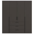 DREHTÜRENSCHRANK 201/223/61 cm,  in Graphitfarben, 4-türig  - Schwarz/Graphitfarben, Basics, Holzwerkstoff/Metall (201/223/61cm) - Novel