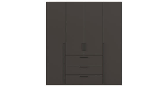 DREHTÜRENSCHRANK 201/223/61 cm,  in Graphitfarben, 4-türig  - Schwarz/Graphitfarben, Basics, Holzwerkstoff/Metall (201/223/61cm) - Novel
