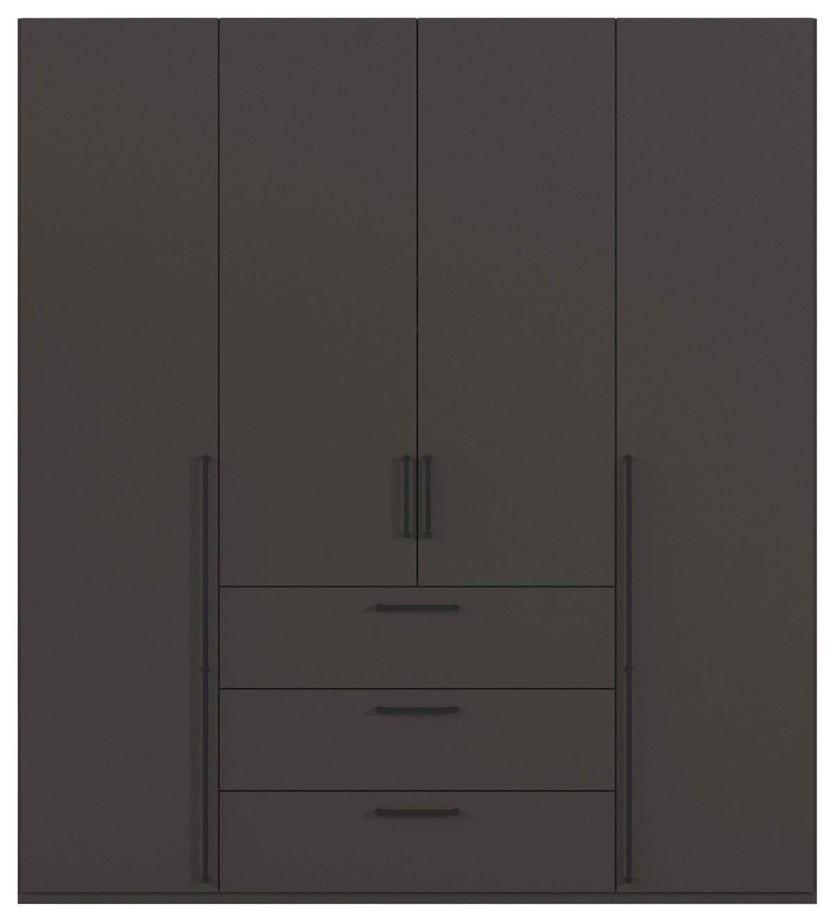 DREHTÜRENSCHRANK 201/223/61 cm,  in Graphitfarben, 4-türig  - Schwarz/Graphitfarben, Basics, Holzwerkstoff/Metall (201/223/61cm) - Novel