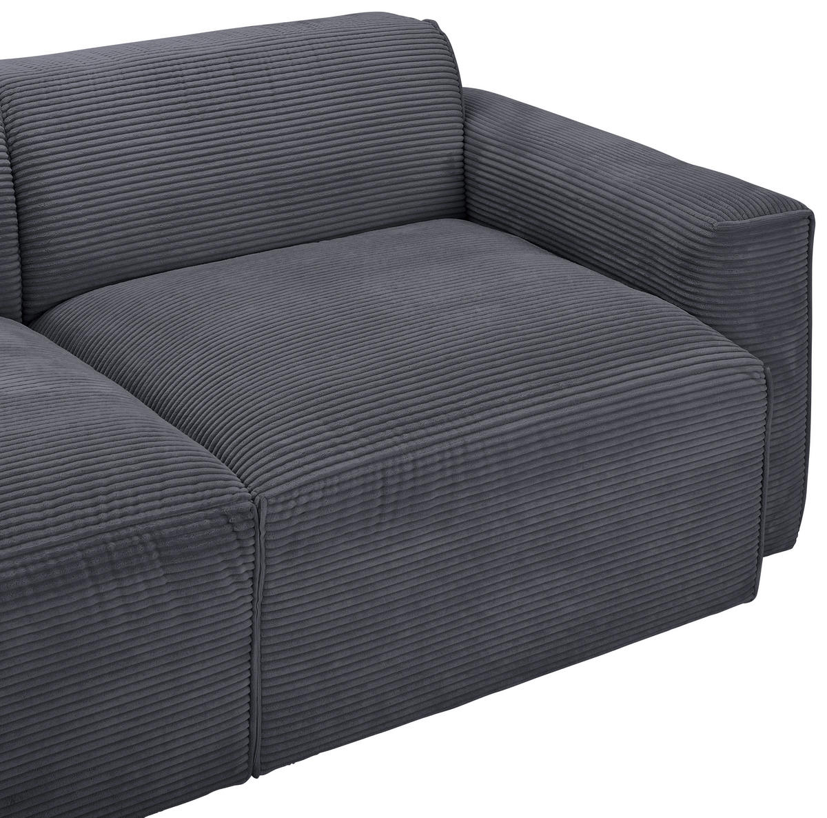 ECKSOFA in Cord Graphitfarben  - Schwarz/Graphitfarben, Design, Kunststoff/Textil (196/303cm) - Livetastic