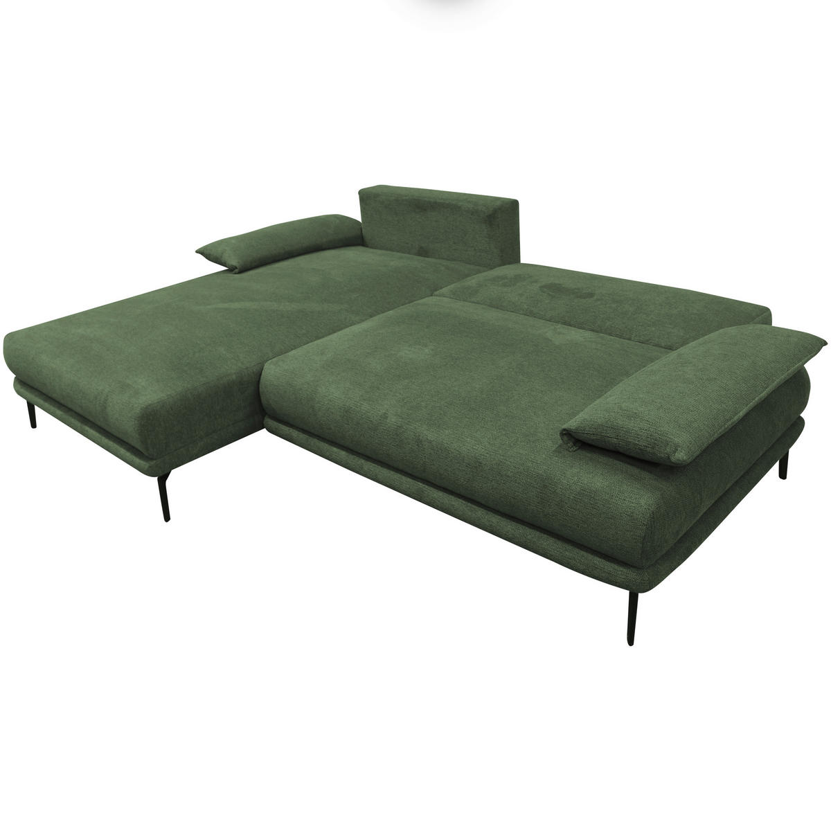 ECKSOFA in Webstoff Grün  192/260 cm  - Schwarz/Grün, Design, Textil/Metall (192/260cm) - MID.YOU