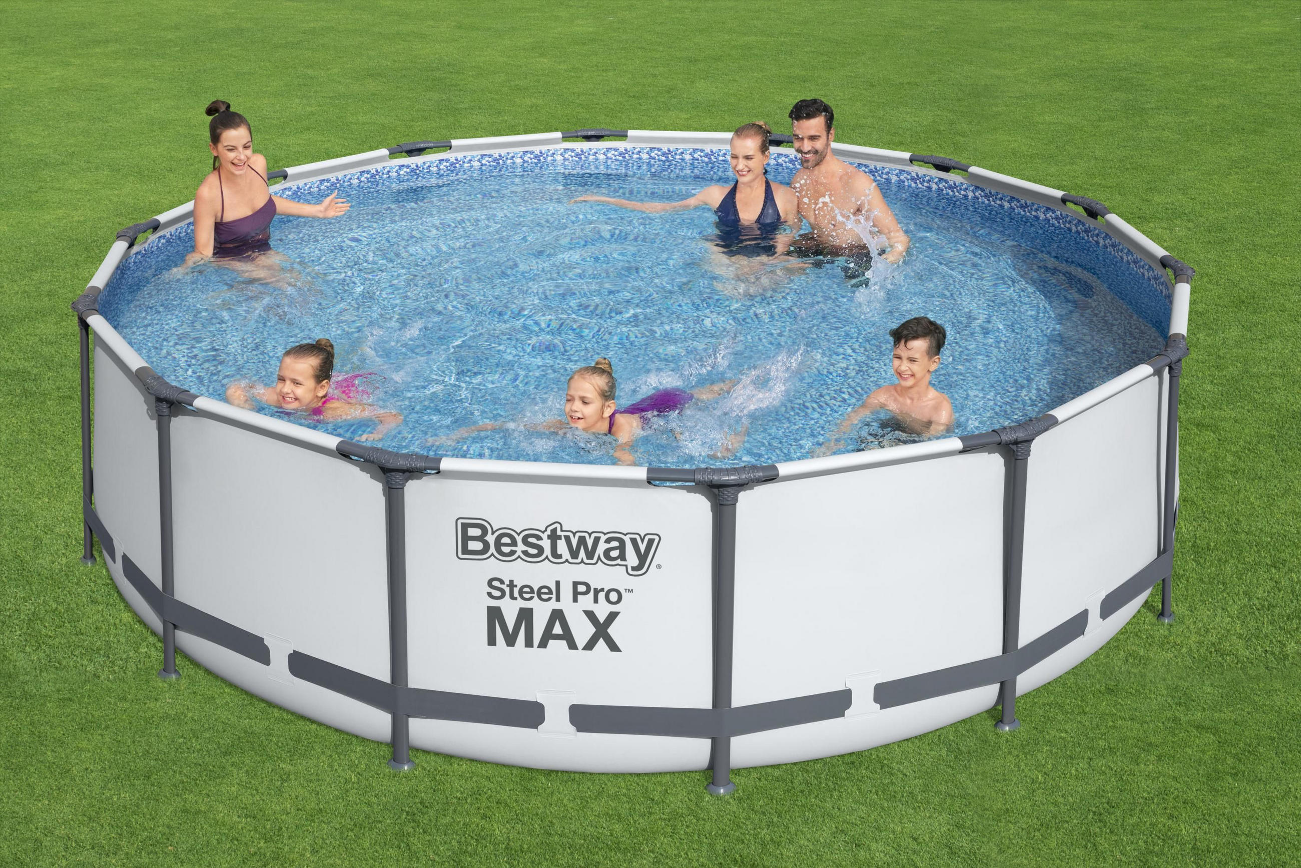 POOL SET STEEL PRO 56950 427/107 cm  - Blau/Weiß, Basics, Kunststoff/Metall (427/107cm) - Bestway