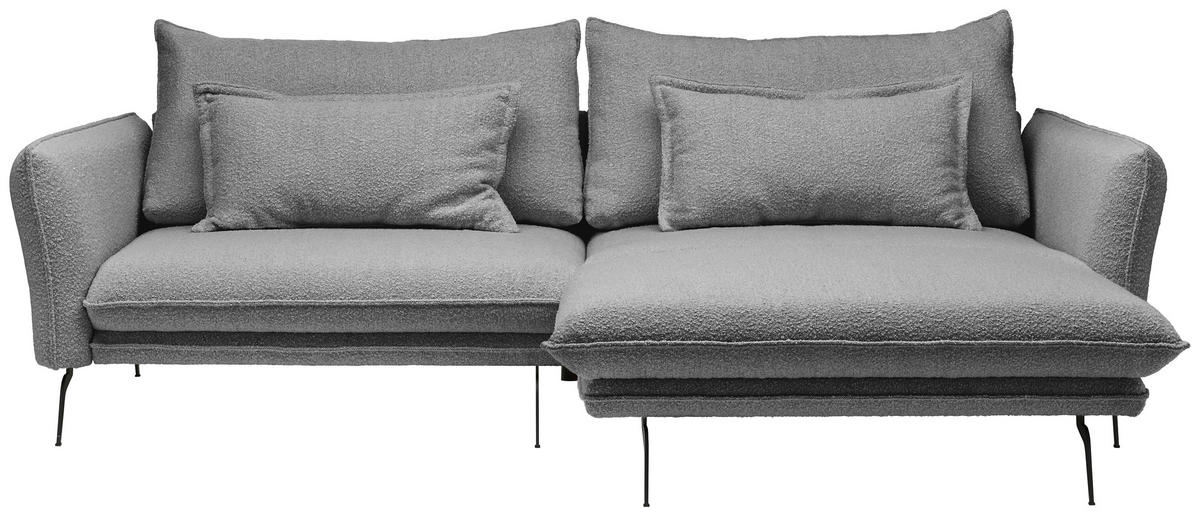 ECKSOFA Taupe Bouclé  - Taupe/Schwarz, Design, Textil/Metall (277/182cm) - Stylife