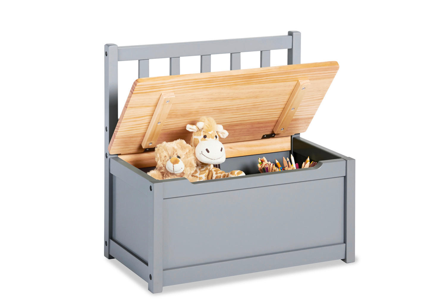 KINDERSITZBANK - Hellgrau/Naturfarben, Basics, Holz (57/31/55cm) - Pinolino