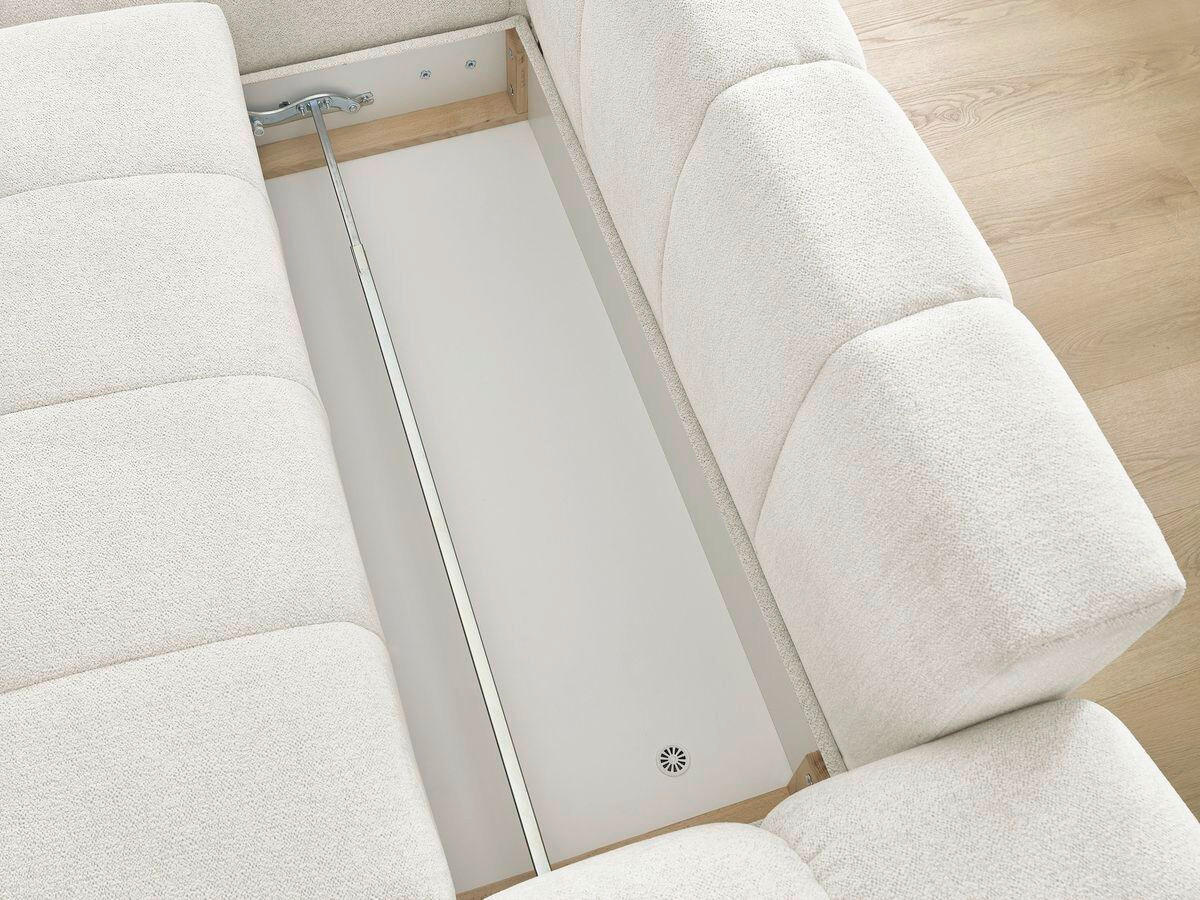 ECKSCHLAFSOFA EVEREST  mit Rücken echt, Armteil links, Armteil rechts Flachgewebe Weiß  - Schwarz/Weiß, MODERN, Kunststoff/Textil (318/180cm) - Livetastic