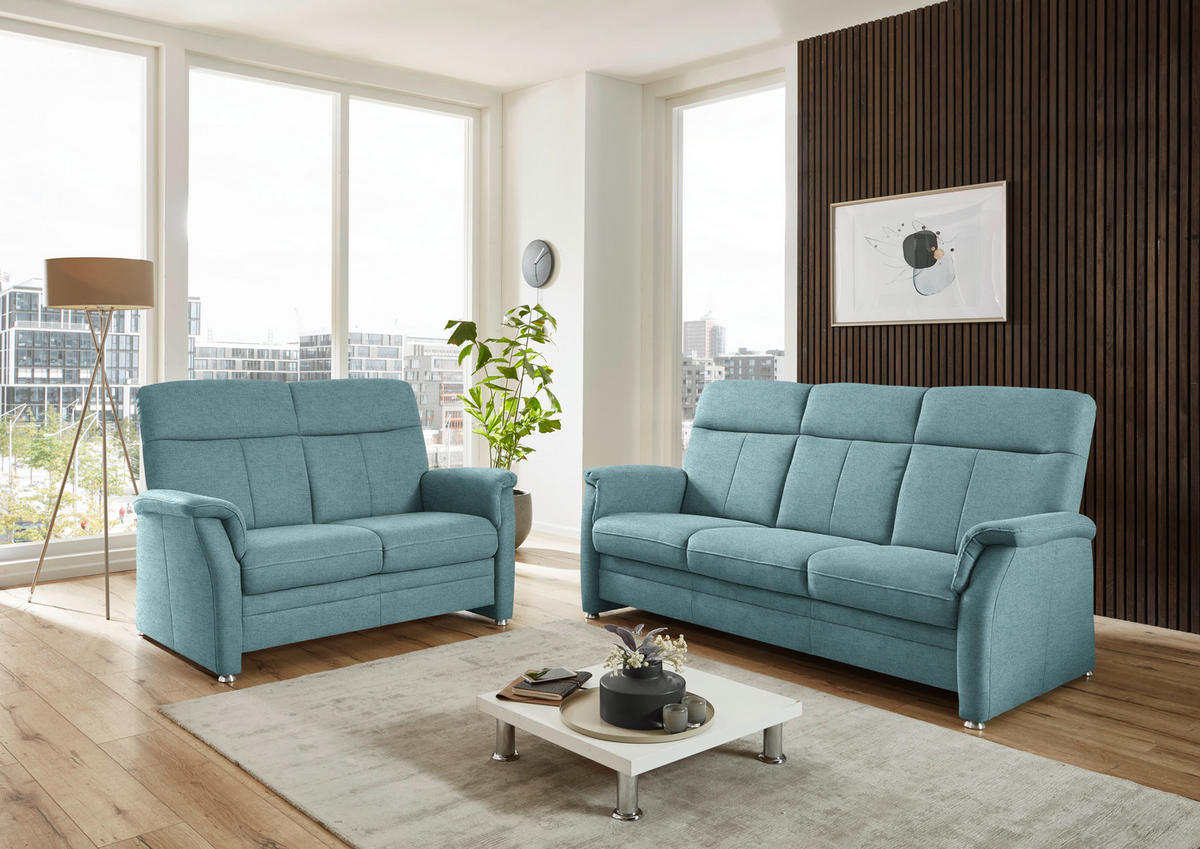 2-SITZER-SOFA Flachgewebe Hellblau  - Alufarben/Hellblau, Konventionell, Textil/Metall (142/100/89cm) - Beldomo Comfort