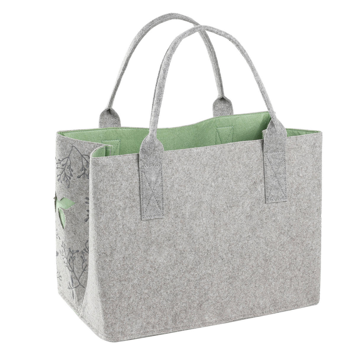 EINKAUFSTASCHE - Grau/Grün, LIFESTYLE, Textil (40/26/30cm)