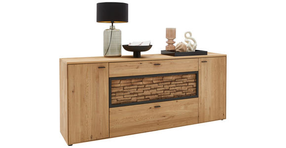 SIDEBOARD 211,9/89,5/45,2 cm  in Wildeiche  - Wildeiche/Graphitfarben, Natur, Holz/Metall (211,9/89,5/45,2cm) - Valnatura