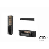 WOHNWAND 3-teilig  in Schwarz, Eichefarben  270/200/42 cm  - Eichefarben/Messingfarben, Design, Holzwerkstoff/Metall (270/200/42cm) - MID.YOU