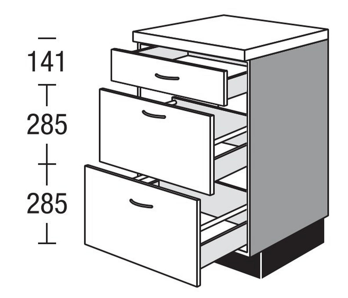 SCHUBKASTENUNTERSCHRANK 50/87,8/57,6 cm  in Weiß  - Edelstahlfarben/Weiß, Basics, Holzwerkstoff/Metall (50/87,8/57,6cm) - Impuls