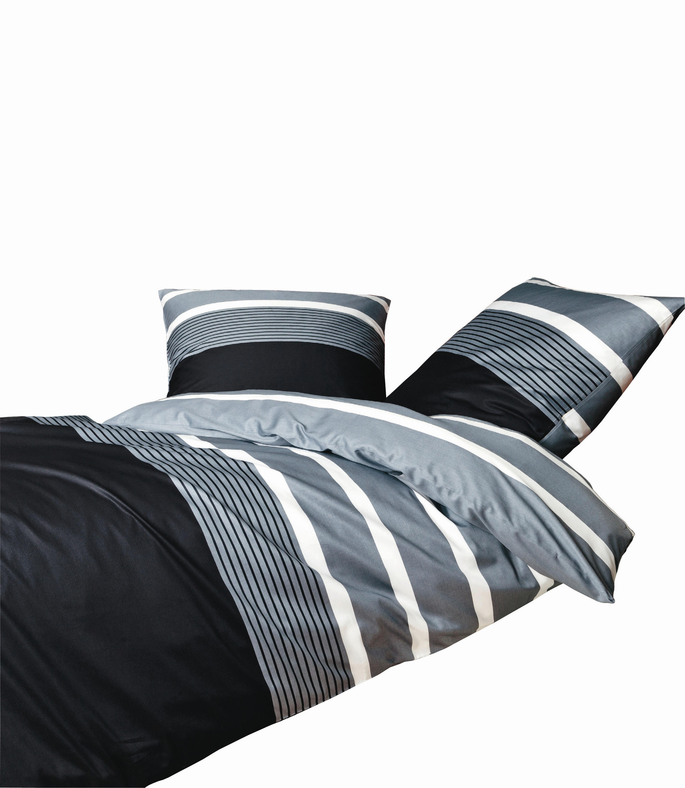 BETTWÄSCHE J.D. Makosatin 240/220 cm  - Silberfarben/Schwarz, Basics, Textil (240/220cm) - Janine