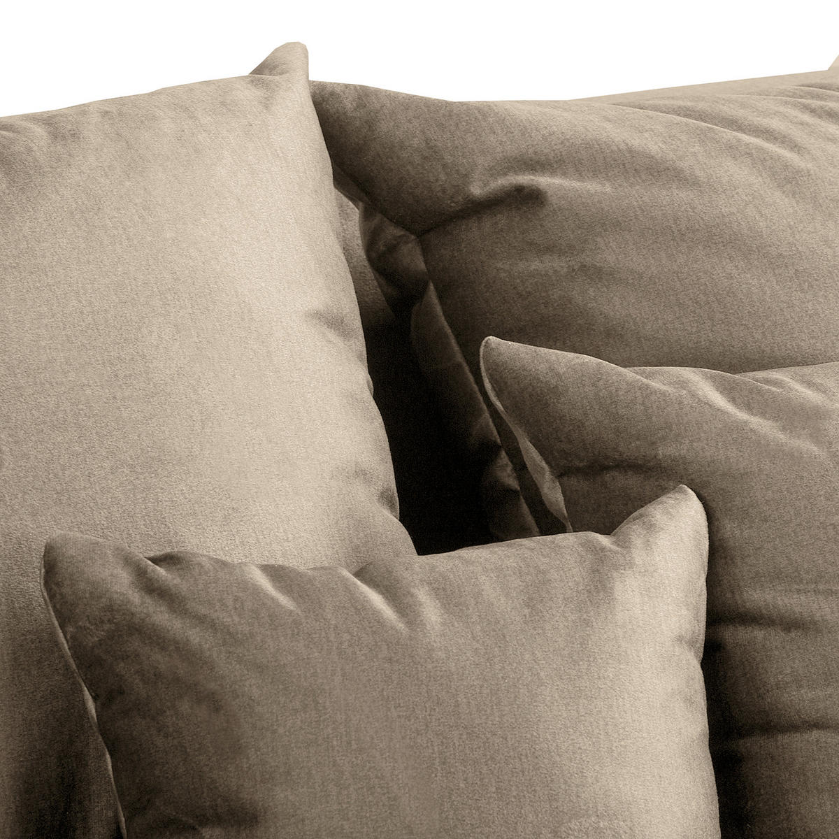ECKSOFA Naomi in Velours Braun Rückenkissen  243/284 cm  - Schwarz/Braun, Design, Kunststoff/Textil (243/284cm) - P & B