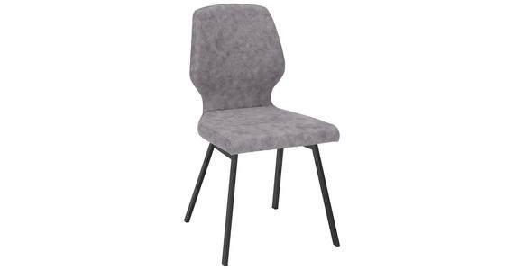 STUHL in Eisen Mikrofaser - Schwarz/Grau, MODERN, Textil/Metall (46/91/61cm) - Venda