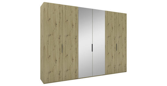 DREHTÜRENSCHRANK 300/223/62 cm 6-türig Eiche Artisan - Schwarz/Eiche Artisan, KONVENTIONELL, Glas/Holzwerkstoff (300/223/62cm) - Novel