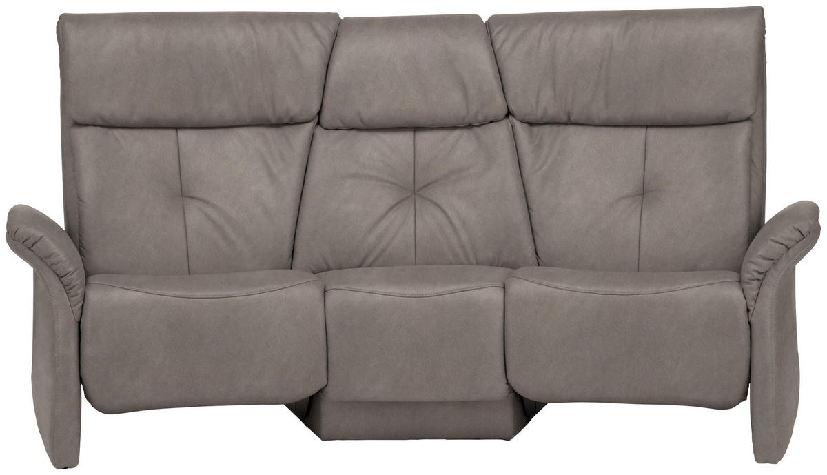 TRAPEZSOFA in Echtleder Graubraun  - Graubraun/Naturfarben, KONVENTIONELL, Leder/Holz (208/103/105cm) - Himolla Komfortklass