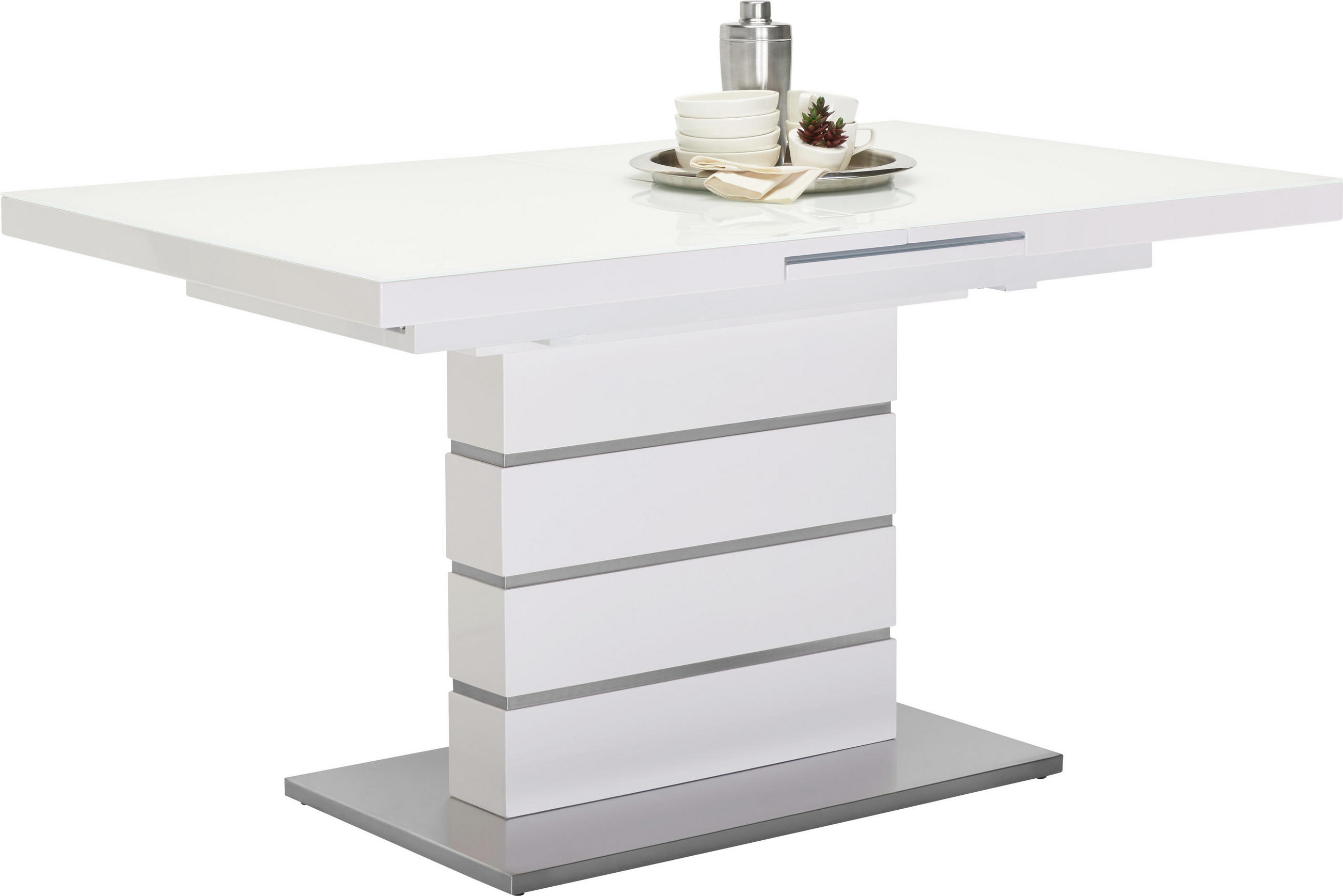 Esstisch in Metall, Glas, Holzwerkstoff 140(175)/85/76 cm