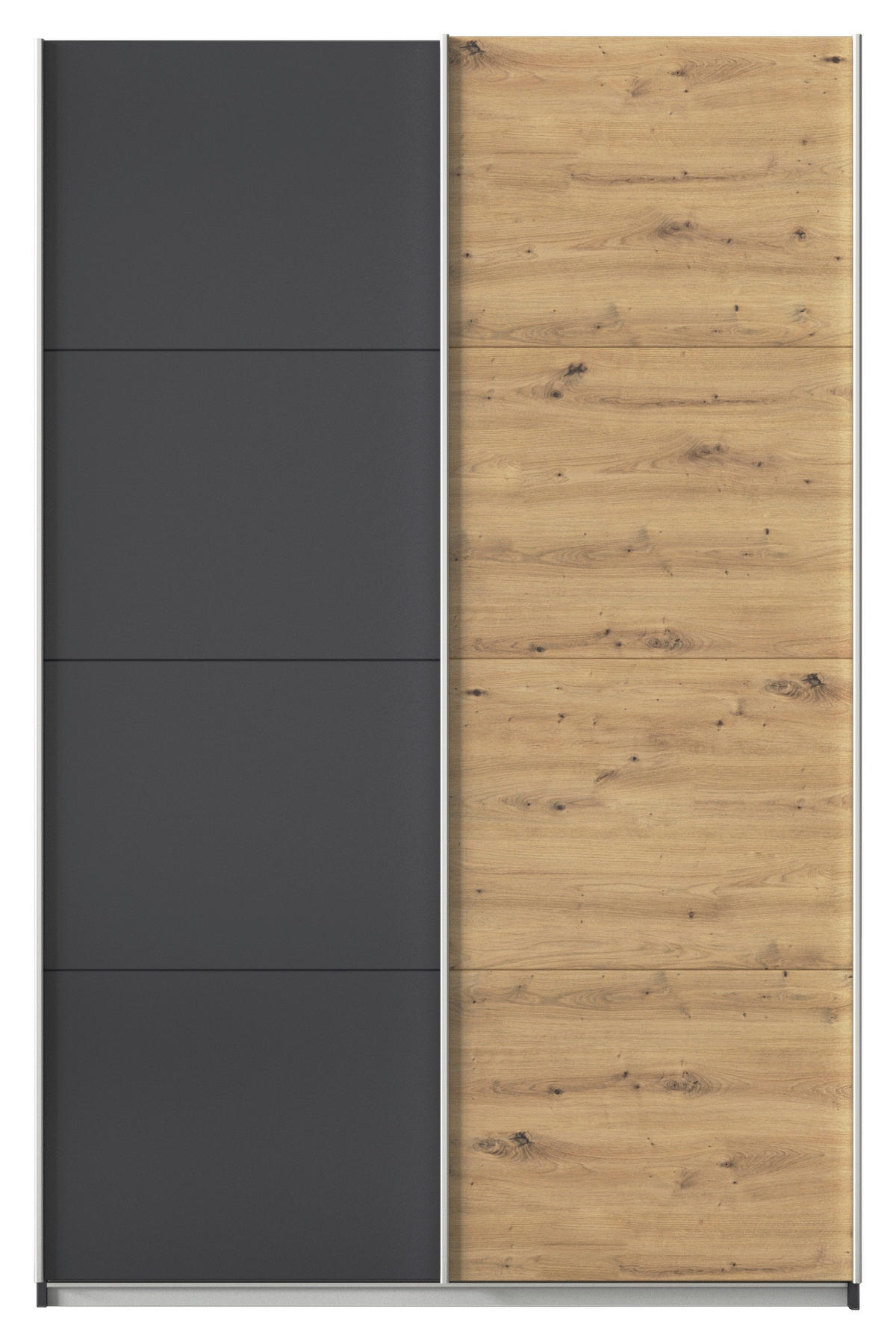 SCHWEBETÜRENSCHRANK  in Grau, Eiche Artisan  - Alufarben/Eiche Artisan, KONVENTIONELL, Holzwerkstoff/Metall (181/210/62cm) - Xora