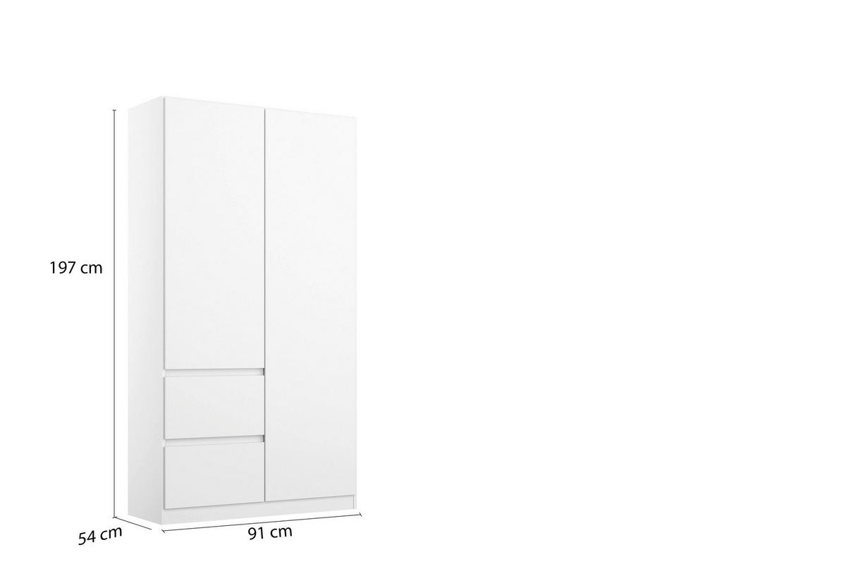 DREHTÜRENSCHRANK  in Weiß  - Weiß, Basics, Holzwerkstoff (91/197/54cm) - Rauch Möbel