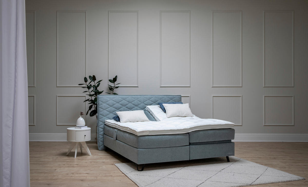 BOXSPRINGBETT 180/200 cm  in Türkis  - Türkis/Schwarz, Konventionell, Holz/Textil (180/200cm) - Sjöholm