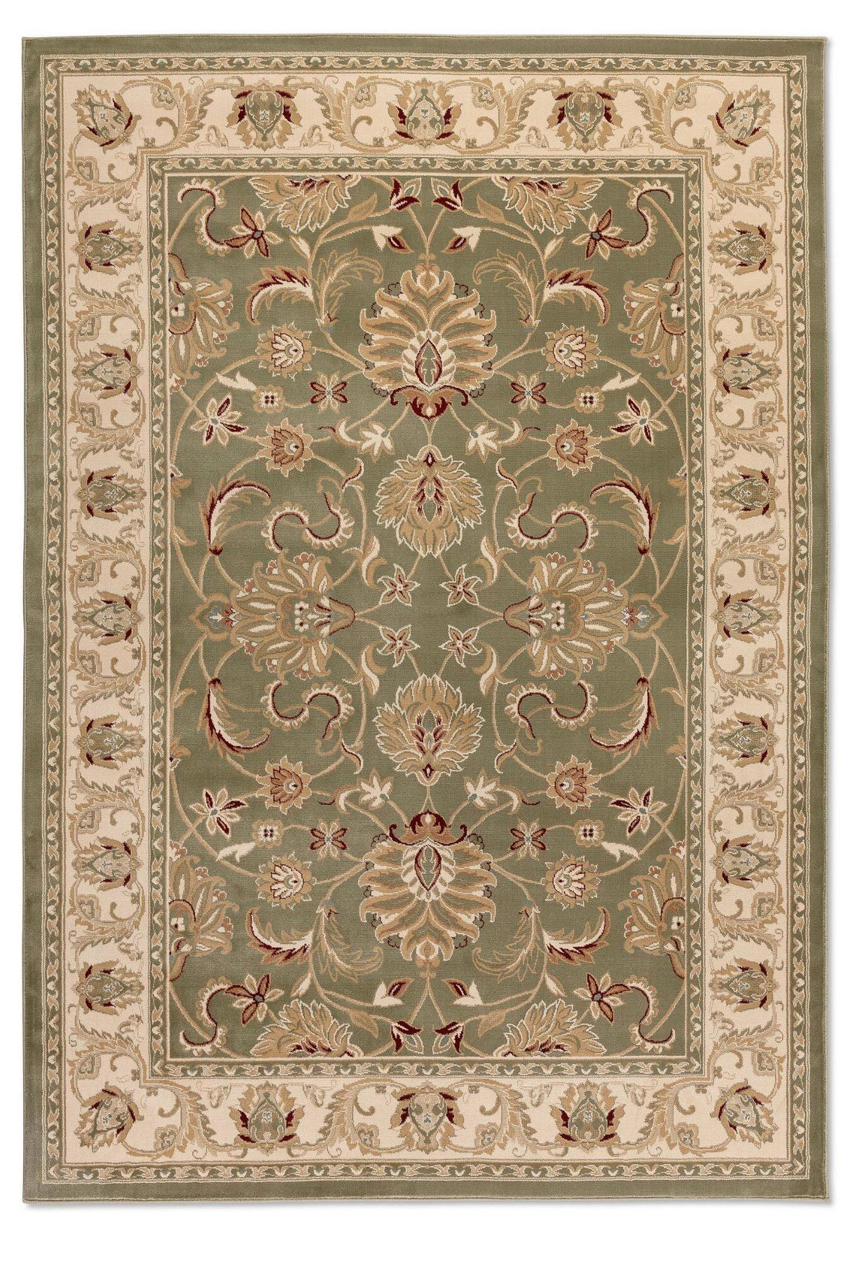 VINTAGE-TEPPICH 160/235 cm Herat Creme, Olivgrün  - Creme/Olivgrün, Basics, Kunststoff/Textil (160/235cm)