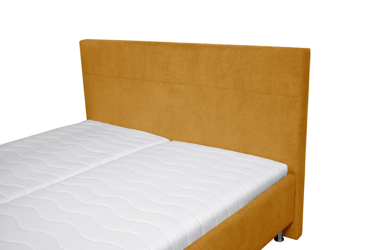 OBLAZINJENA POSTELJA 180 cm   x 200 cm  , tekstil rumena  - barve kroma/rumena, Konvencionalno, umetna masa/tekstil (180/200cm) - Hom`in