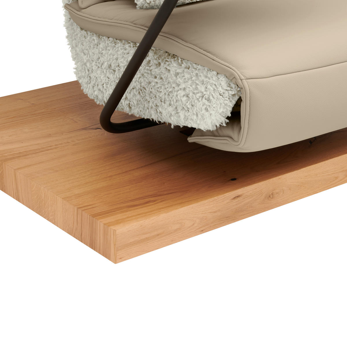 2-SITZER-SOFA  in Hochflor Echtleder Creme, Beige  - Beige/Creme, Design, Leder/Holz (240/65/104cm) - Koinor