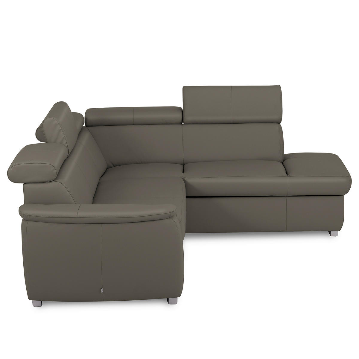 ECKSOFA  in Lederlook Echtleder Schlammfarben  - Schlammfarben/Silberfarben, Leder/Holz (262/211cm) - Celina Home