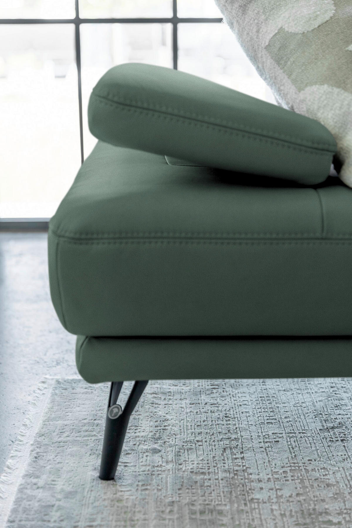 ECKSOFA Echtleder Opal  - Opal/Schwarz, Konventionell, Leder/Metall (180/301cm) - Joop!