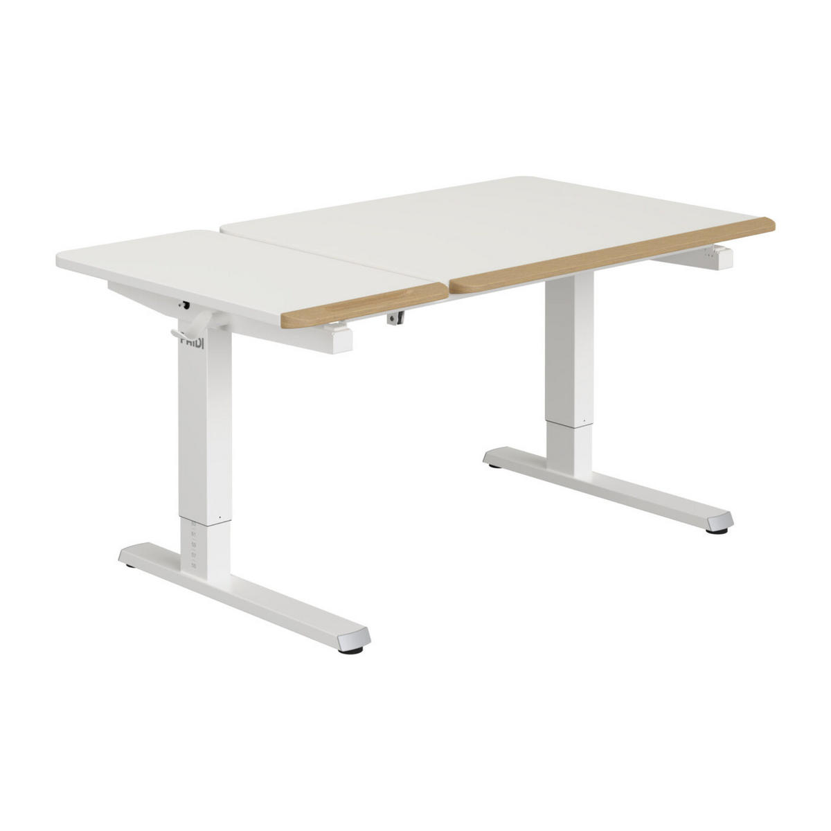 IFJÚSÁGI ÍRÓASZTAL 130/53-79/75 cm  - tölgyfa/fehér, Basics, faalapú anyag/fém (130/53-79/75cm) - Paidi