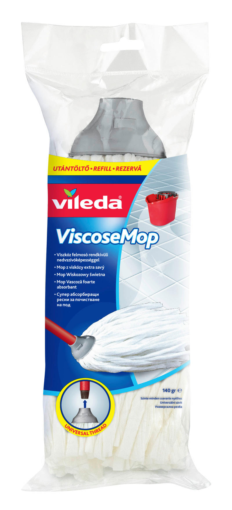 PÓTFELMOSÓFEJ - Basics, műanyag/textil (10/30/8cm) - Vileda