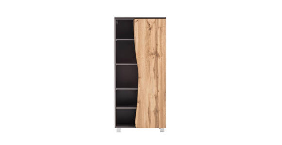 MIDISCHRANK 60/130/35 cm  - Eiche Wotan/Graphitfarben, Natur, Holzwerkstoff (60/130/35cm) - Xora