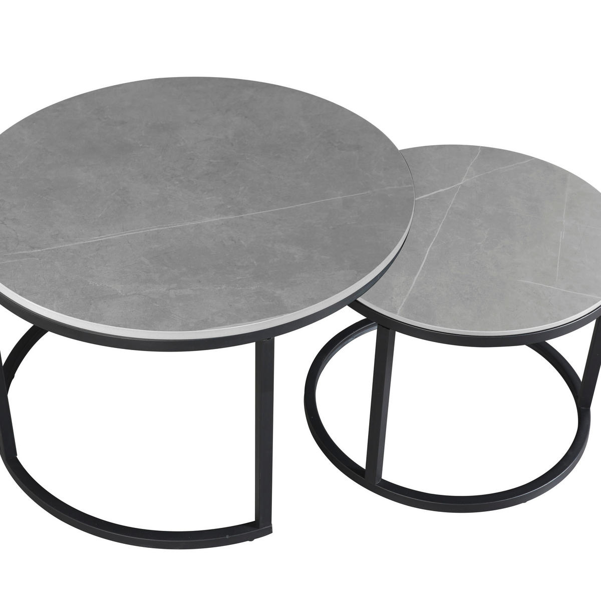 KONFERENČNÝ STOLÍK, sivá, kameň, 68/43/68 cm - čierna/sivá, Modern, kov/kameň (68/43/68cm) - MID.YOU