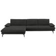 ECKSOFA  in Velours Anthrazit  180/310 cm  - Anthrazit/Schwarz, Design, Textil/Metall (180/310cm) - Dieter Knoll