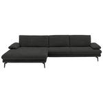 ECKSOFA  in Velours Anthrazit  180/310 cm  - Anthrazit/Schwarz, Design, Textil/Metall (180/310cm) - Dieter Knoll